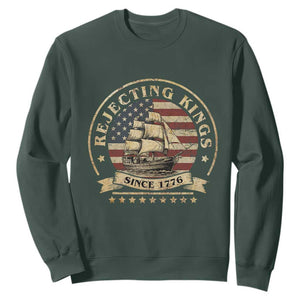 Funny Rejecting Kings Since 1773 Sweatshirt Vintage Patriotic USA TS11 Dark Forest Green Print Your Wear