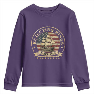 Funny Rejecting Kings Since 1773 Youth Sweatshirt Vintage Patriotic USA TS11 Purple Print Your Wear