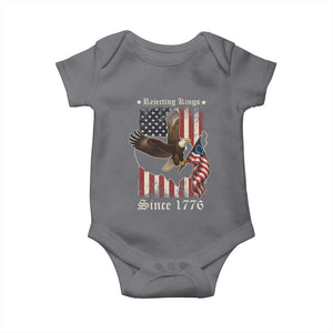 Funny Rejecting Kings Since 1776 Baby Onesie Vintage American Flag Bald Eagle TS11 Charcoal Print Your Wear