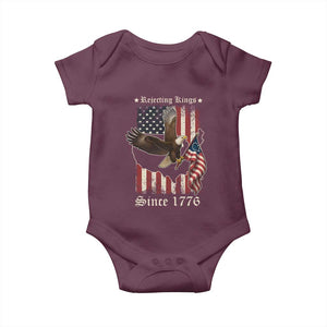 Funny Rejecting Kings Since 1776 Baby Onesie Vintage American Flag Bald Eagle TS11 Maroon Print Your Wear