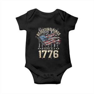 Funny Rejecting Kings Since 1776 Baby Onesie Vintage American Flag TS11 Black Print Your Wear