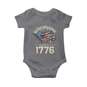 Funny Rejecting Kings Since 1776 Baby Onesie Vintage American Flag TS11 Charcoal Print Your Wear