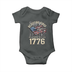 Funny Rejecting Kings Since 1776 Baby Onesie Vintage American Flag TS11 Dark Heather Print Your Wear
