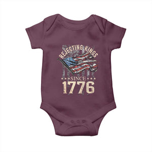 Funny Rejecting Kings Since 1776 Baby Onesie Vintage American Flag TS11 Maroon Print Your Wear