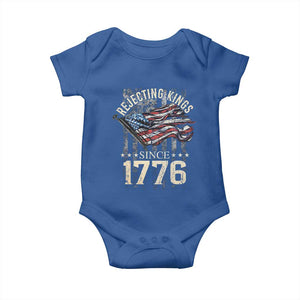 Funny Rejecting Kings Since 1776 Baby Onesie Vintage American Flag TS11 Royal Blue Print Your Wear