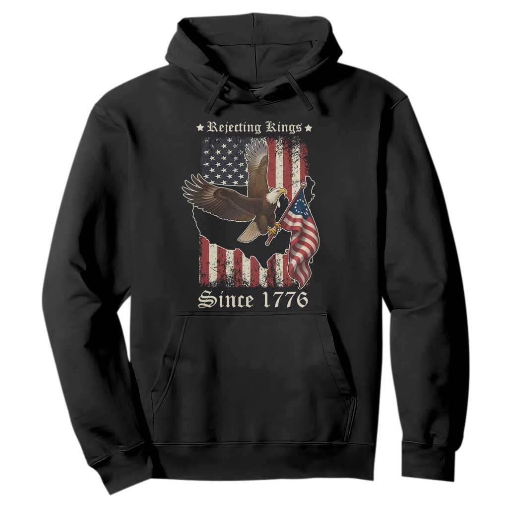 Funny Rejecting Kings Since 1776 Hoodie Vintage American Flag Bald Eagle TS11 Black Print Your Wear