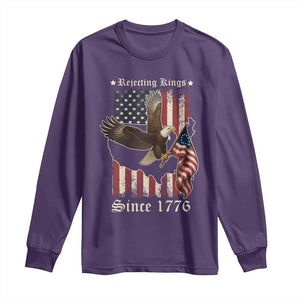 Funny Rejecting Kings Since 1776 Long Sleeve Shirt Vintage American Flag Bald Eagle TS11 Purple Print Your Wear