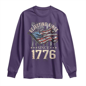 Funny Rejecting Kings Since 1776 Long Sleeve Shirt Vintage American Flag TS11 Purple Print Your Wear