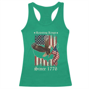 Funny Rejecting Kings Since 1776 Racerback Tank Top Vintage American Flag Bald Eagle TS11 Irish Green Print Your Wear