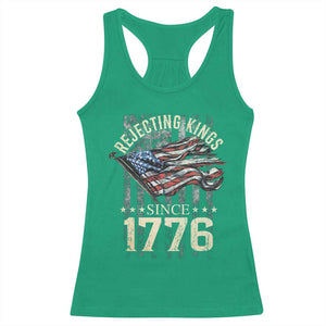 Funny Rejecting Kings Since 1776 Racerback Tank Top Vintage American Flag TS11 Irish Green Print Your Wear