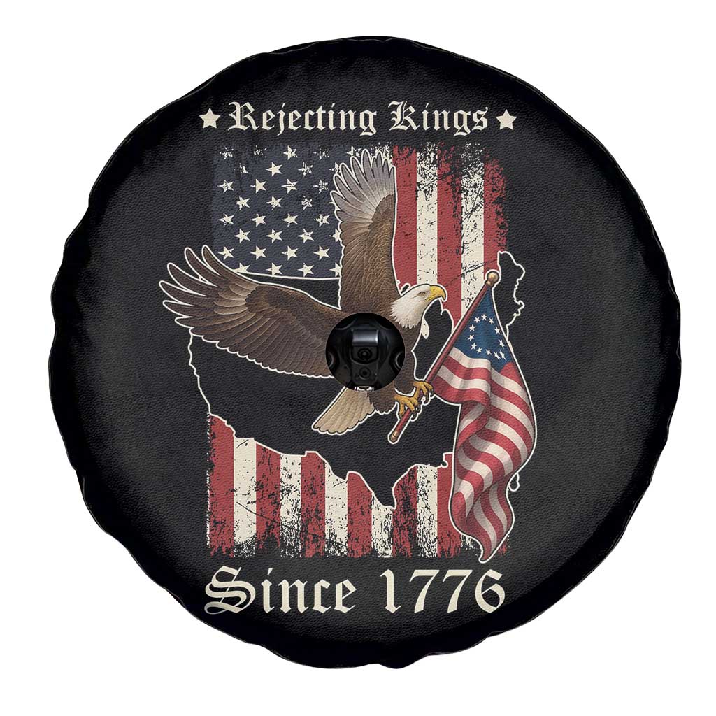 Funny Rejecting Kings Since 1776 Spare Tire Cover Vintage American Flag Bald Eagle TS11 Print Your Wear
