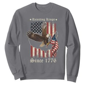 Funny Rejecting Kings Since 1776 Sweatshirt Vintage American Flag Bald Eagle TS11 Charcoal Print Your Wear