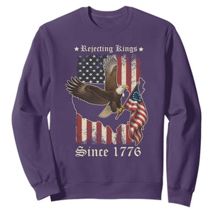 Funny Rejecting Kings Since 1776 Sweatshirt Vintage American Flag Bald Eagle TS11 Purple Print Your Wear