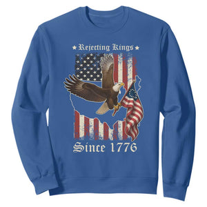Funny Rejecting Kings Since 1776 Sweatshirt Vintage American Flag Bald Eagle TS11 Royal Blue Print Your Wear
