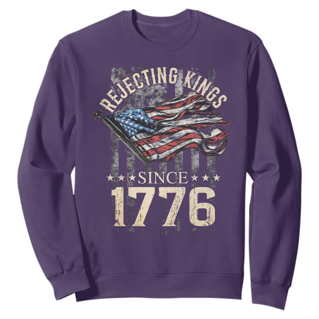 Funny Rejecting Kings Since 1776 Sweatshirt Vintage American Flag TS11 Purple Print Your Wear