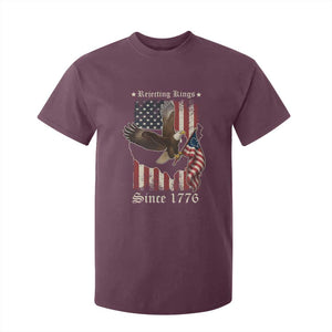 Funny Rejecting Kings Since 1776 T Shirt For Kid Vintage American Flag Bald Eagle TS11 Maroon Print Your Wear