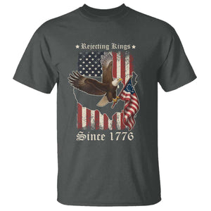 Funny Rejecting Kings Since 1776 T Shirt Vintage American Flag Bald Eagle TS11 Dark Heather Print Your Wear