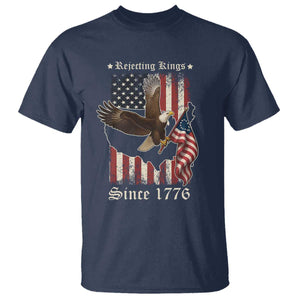Funny Rejecting Kings Since 1776 T Shirt Vintage American Flag Bald Eagle TS11 Navy Print Your Wear