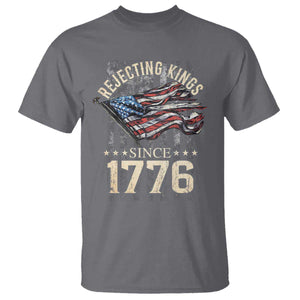 Funny Rejecting Kings Since 1776 T Shirt Vintage American Flag TS11 Charcoal Print Your Wear