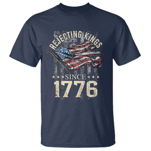 Funny Rejecting Kings Since 1776 T Shirt Vintage American Flag TS11 Navy Print Your Wear