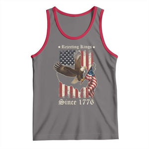 Funny Rejecting Kings Since 1776 Tank Top Vintage American Flag Bald Eagle TS11 Deep Heather Red Print Your Wear