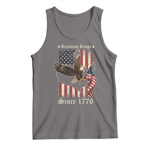 Funny Rejecting Kings Since 1776 Tank Top Vintage American Flag Bald Eagle TS11 Deep Heather Print Your Wear