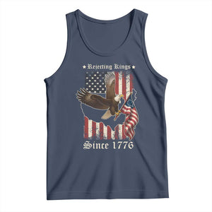 Funny Rejecting Kings Since 1776 Tank Top Vintage American Flag Bald Eagle TS11 Navy Print Your Wear