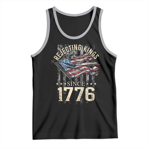 Funny Rejecting Kings Since 1776 Tank Top Vintage American Flag TS11 Black Athletic Heather Print Your Wear