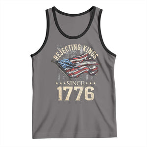 Funny Rejecting Kings Since 1776 Tank Top Vintage American Flag TS11 Deep Heather Black Print Your Wear