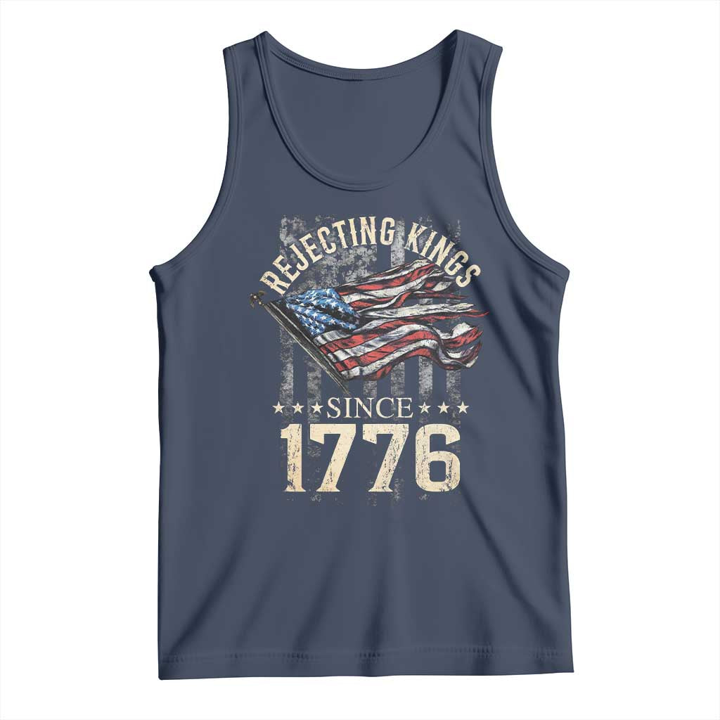 Funny Rejecting Kings Since 1776 Tank Top Vintage American Flag TS11 Navy Print Your Wear