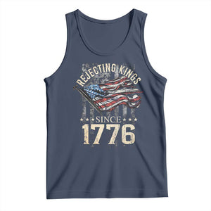 Funny Rejecting Kings Since 1776 Tank Top Vintage American Flag TS11 Navy Print Your Wear