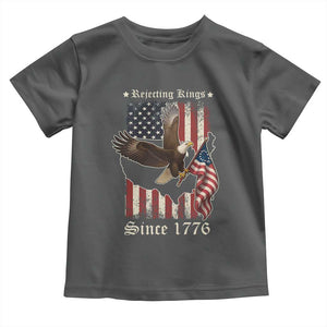 Funny Rejecting Kings Since 1776 Toddler T Shirt Vintage American Flag Bald Eagle TS11 Dark Heather Print Your Wear
