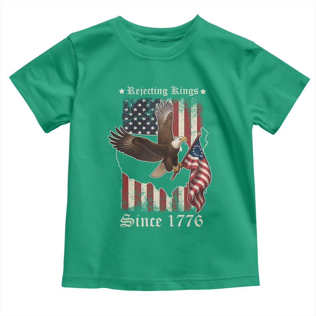 Funny Rejecting Kings Since 1776 Toddler T Shirt Vintage American Flag Bald Eagle TS11 Irish Green Print Your Wear