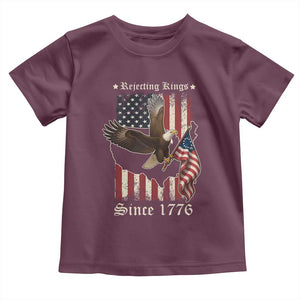 Funny Rejecting Kings Since 1776 Toddler T Shirt Vintage American Flag Bald Eagle TS11 Maroon Print Your Wear