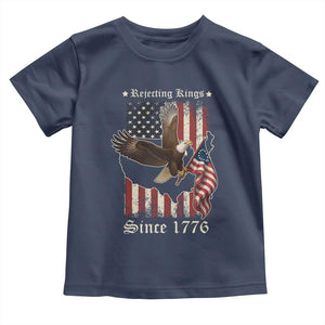 Funny Rejecting Kings Since 1776 Toddler T Shirt Vintage American Flag Bald Eagle TS11 Navy Print Your Wear