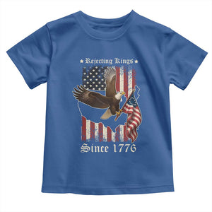 Funny Rejecting Kings Since 1776 Toddler T Shirt Vintage American Flag Bald Eagle TS11 Royal Blue Print Your Wear