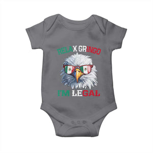 Funny Relax Gringo I'm Legal Baby Onesie Cinco De Mayo Mexican Immigrant Bald Eagle TS11 Charcoal Print Your Wear