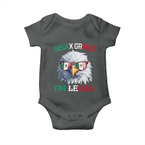 Funny Relax Gringo I'm Legal Baby Onesie Cinco De Mayo Mexican Immigrant Bald Eagle TS11 Dark Heather Print Your Wear