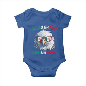 Funny Relax Gringo I'm Legal Baby Onesie Cinco De Mayo Mexican Immigrant Bald Eagle TS11 Royal Blue Print Your Wear
