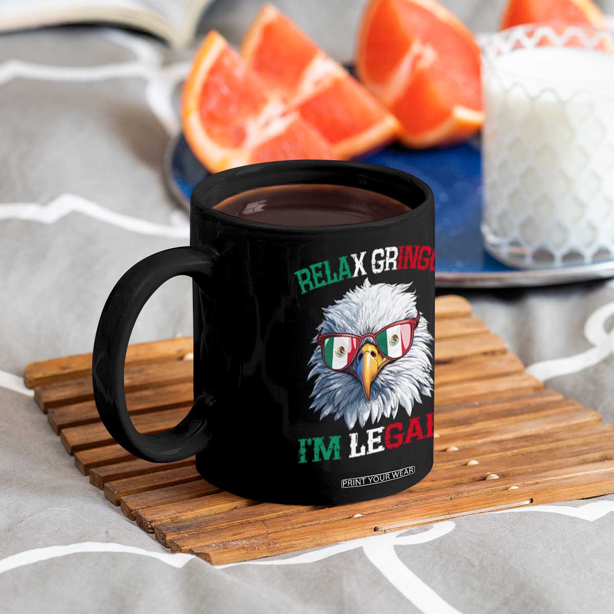 Funny Relax Gringo Im Legal Coffee Mug Cinco De Mayo Mexican Immigrant Bald Eagle TS11 Print Your Wear