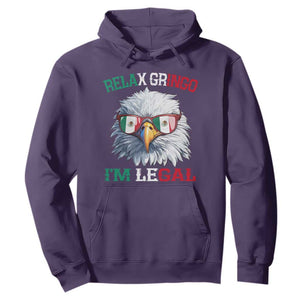 Funny Relax Gringo Im Legal Hoodie Cinco De Mayo Mexican Immigrant Bald Eagle TS11 Purple Print Your Wear