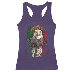 Funny Relax Gringo I'm Legal Racerback Tank Top Cinco De Mayo Mexican Immigrant Eagle TS11 Purple Print Your Wear