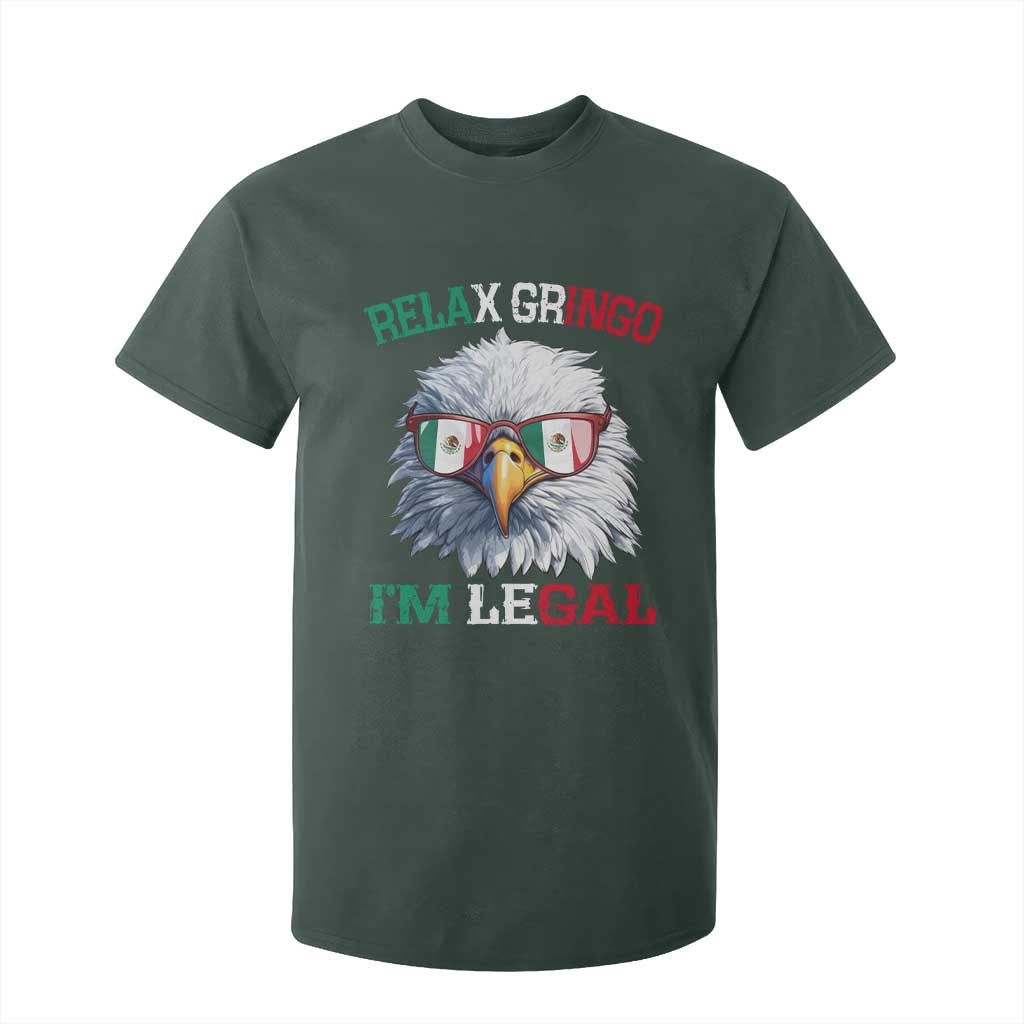 Funny Relax Gringo Im Legal T Shirt For Kid Cinco De Mayo Mexican Immigrant Bald Eagle TS11 Dark Forest Green Print Your Wear