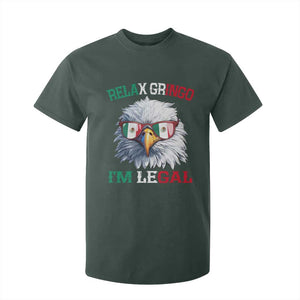 Funny Relax Gringo Im Legal T Shirt For Kid Cinco De Mayo Mexican Immigrant Bald Eagle TS11 Dark Forest Green Print Your Wear