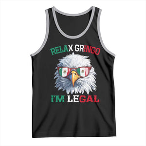 Funny Relax Gringo I'm Legal Tank Top Cinco De Mayo Mexican Immigrant Bald Eagle TS11 Black Athletic Heather Print Your Wear