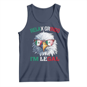 Funny Relax Gringo I'm Legal Tank Top Cinco De Mayo Mexican Immigrant Bald Eagle TS11 Navy Print Your Wear
