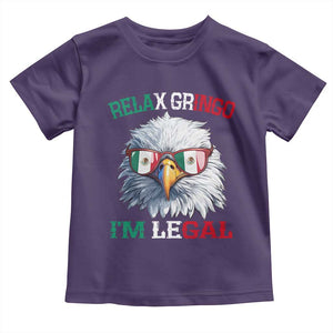 Funny Relax Gringo I'm Legal Toddler T Shirt Cinco De Mayo Mexican Immigrant Bald Eagle TS11 Purple Print Your Wear