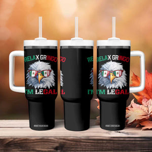 Funny Relax Gringo Im Legal Tumbler With Handle Cinco De Mayo Mexican Immigrant Bald Eagle TS11 Print Your Wear