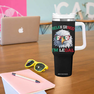 Funny Relax Gringo Im Legal Tumbler With Handle Cinco De Mayo Mexican Immigrant Bald Eagle TS11 Print Your Wear