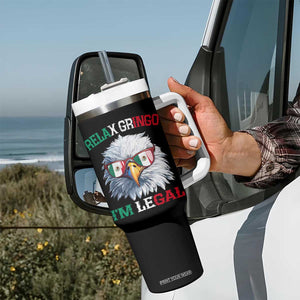 Funny Relax Gringo Im Legal Tumbler With Handle Cinco De Mayo Mexican Immigrant Bald Eagle TS11 Print Your Wear
